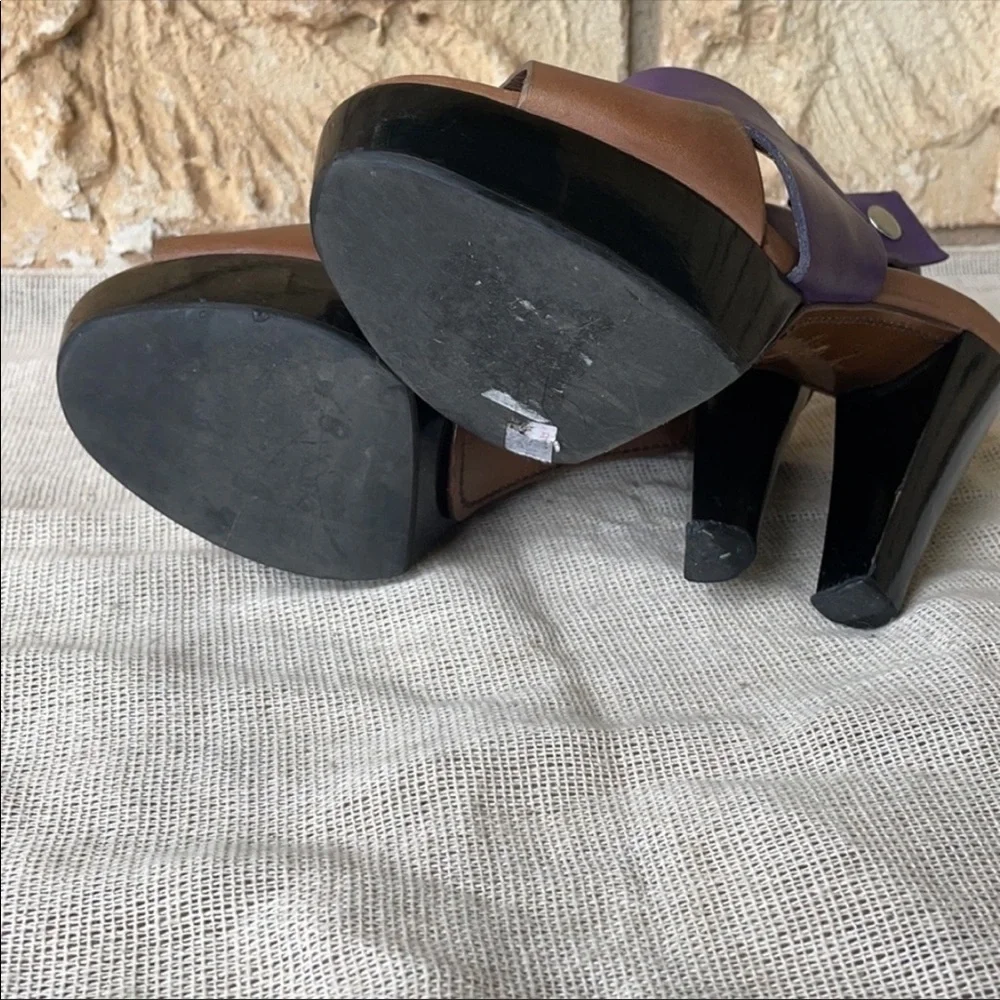 Marni Platform Purple & Taupe Perp Toe sandal heels sienna Size 35
